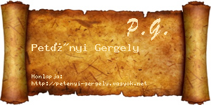 Petényi Gergely névjegykártya